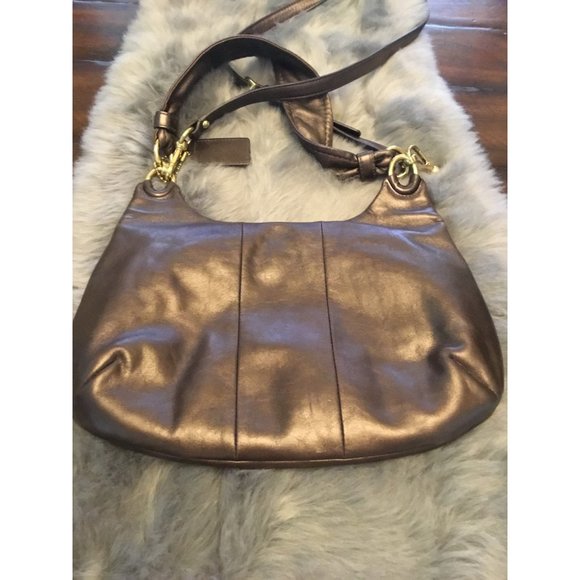 COACH Hobo Bag Kristen Metallic Shoulder Hip Length - Picture 2 of 8
